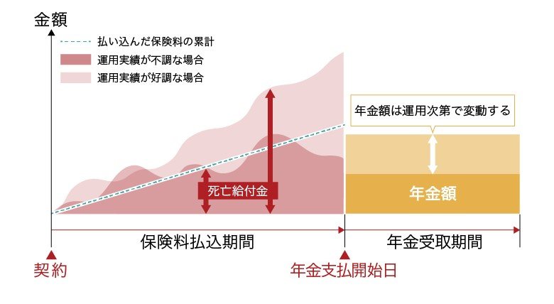 変額個人年金保険の仕組み（月払保険料の場合）